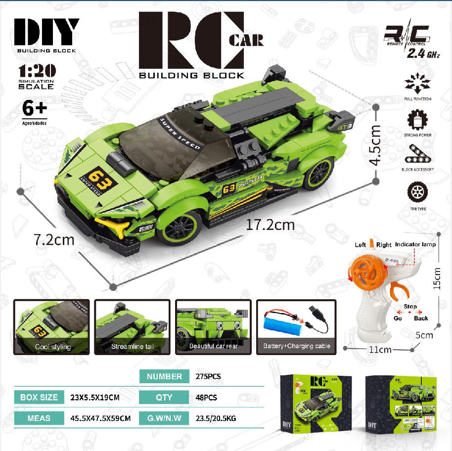 1:20 Block Remote Control Car - Lamborghini (275PCS)