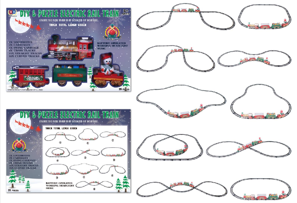 Puzzle rail electric light music train with Christmas special IC