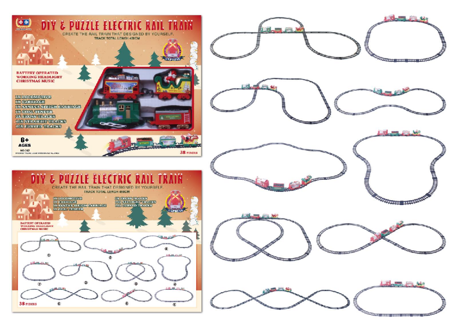 Puzzle rail electric light music train with Christmas special IC