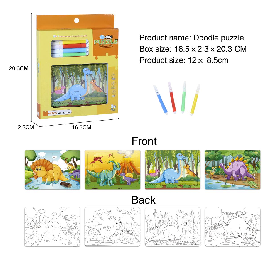 Doodle Mini Dinosaur Puzzle With 4 Strokes